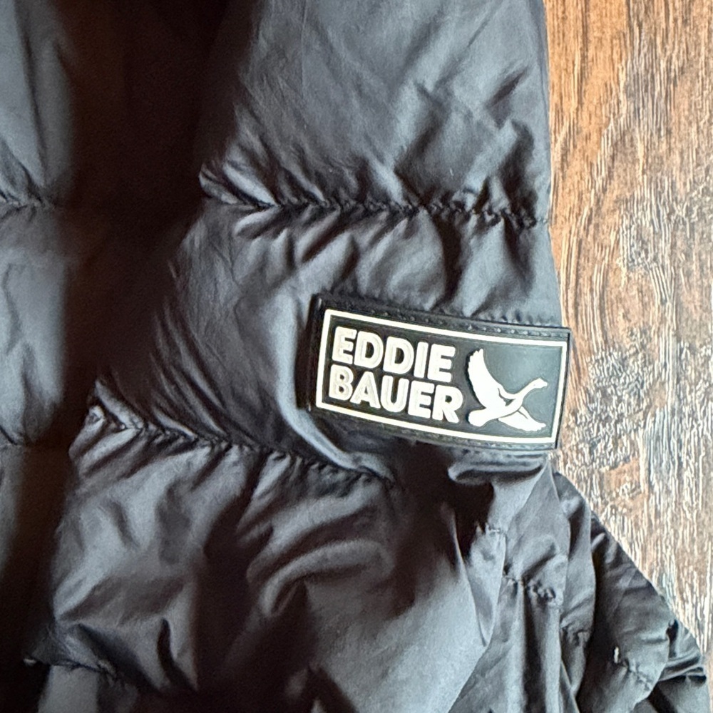 Eddie Bauer Puffer Jacket Mens XL Black 100% Nylon Down 650 Full Zip (O4) - Picture 3 of 6
